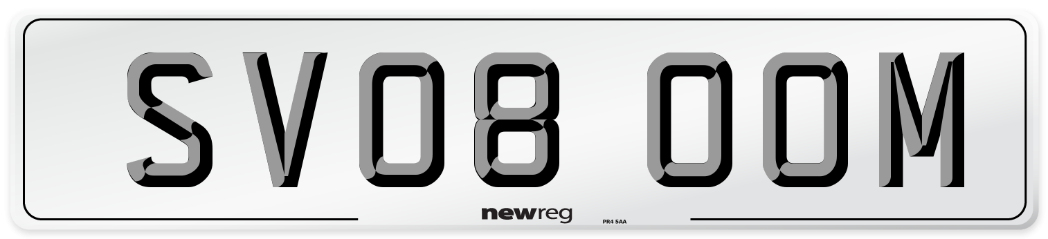 SV08 OOM Number Plate from New Reg
